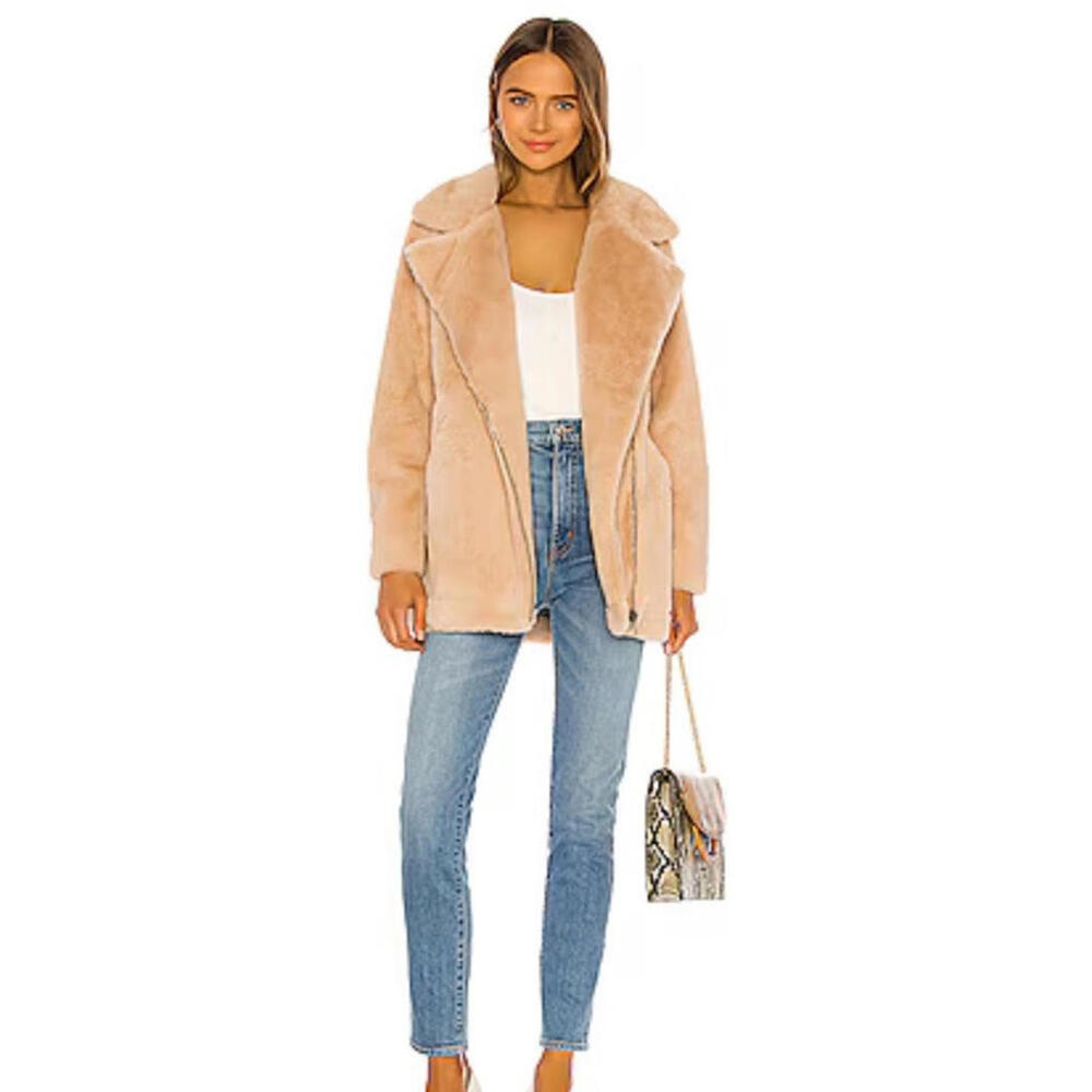 NWT $325 Apparis Rose Sand Faux Fur